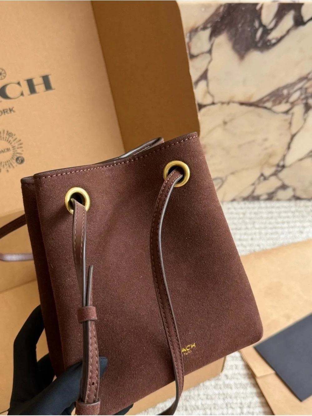 Coach Chocolate Brown Suede Messenger Crossbody